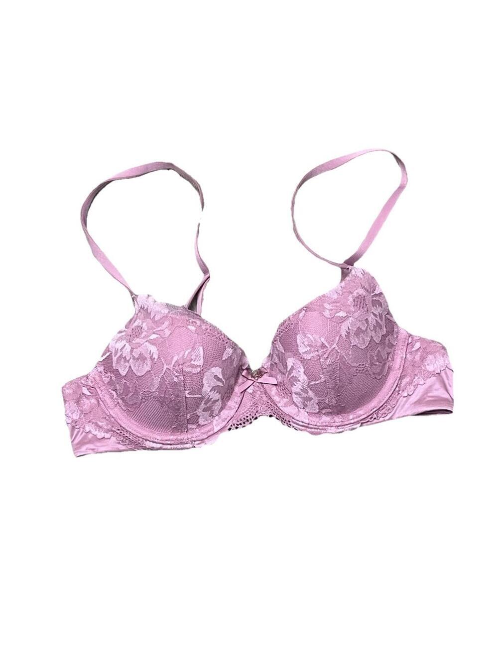 Victoria’s Secret Pink Lace Demi Bra 34A Underwire Lined Floral Feminine